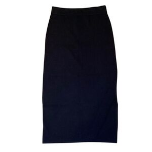 Massimo Dutti Black Wool Cashmere Blend Long Skirt